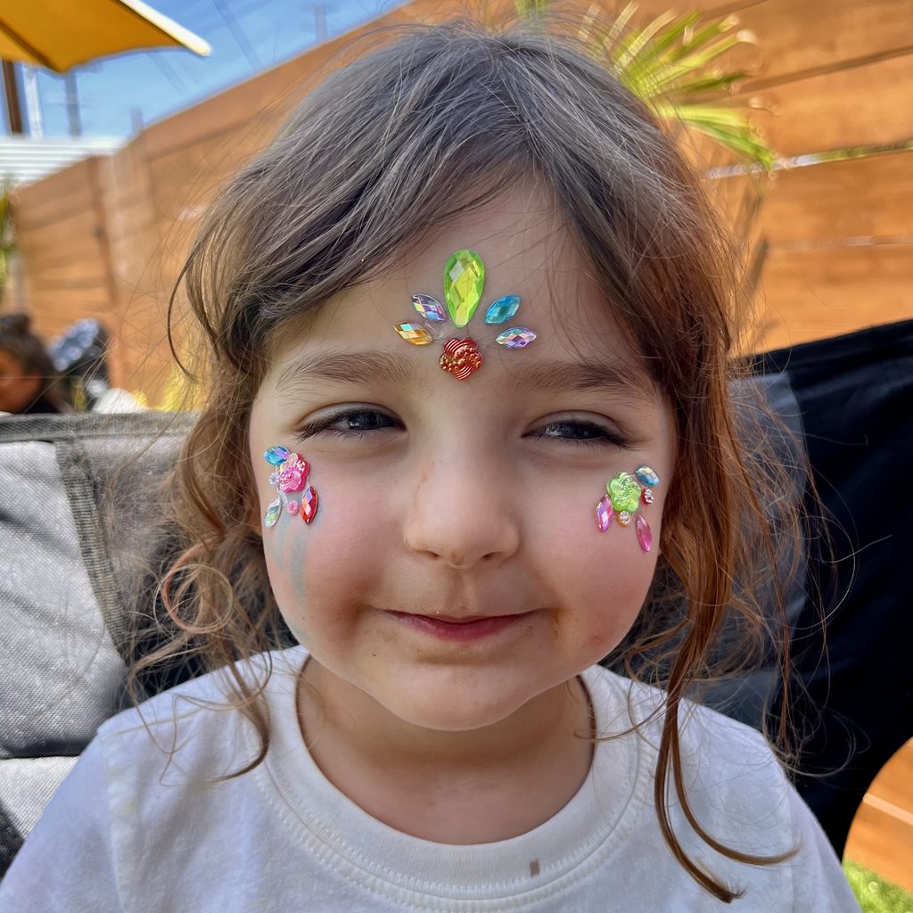 Rainbow Gem Crown Forehead and Cheeks by Happy Faces LA.