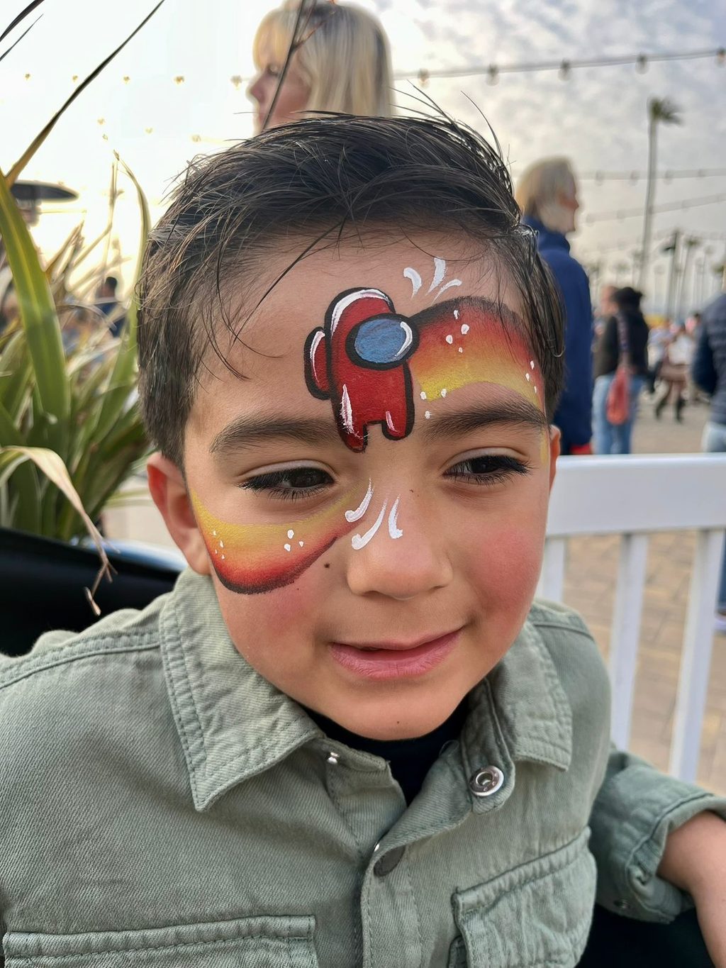 Space Crewmate-Inspired Face Painting by Happy Faces LA.