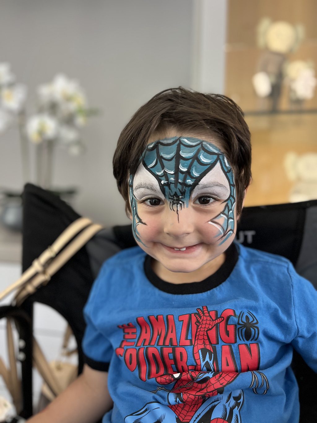 Blue Superhero Mask Full-Face Design by Happy Faces LA.