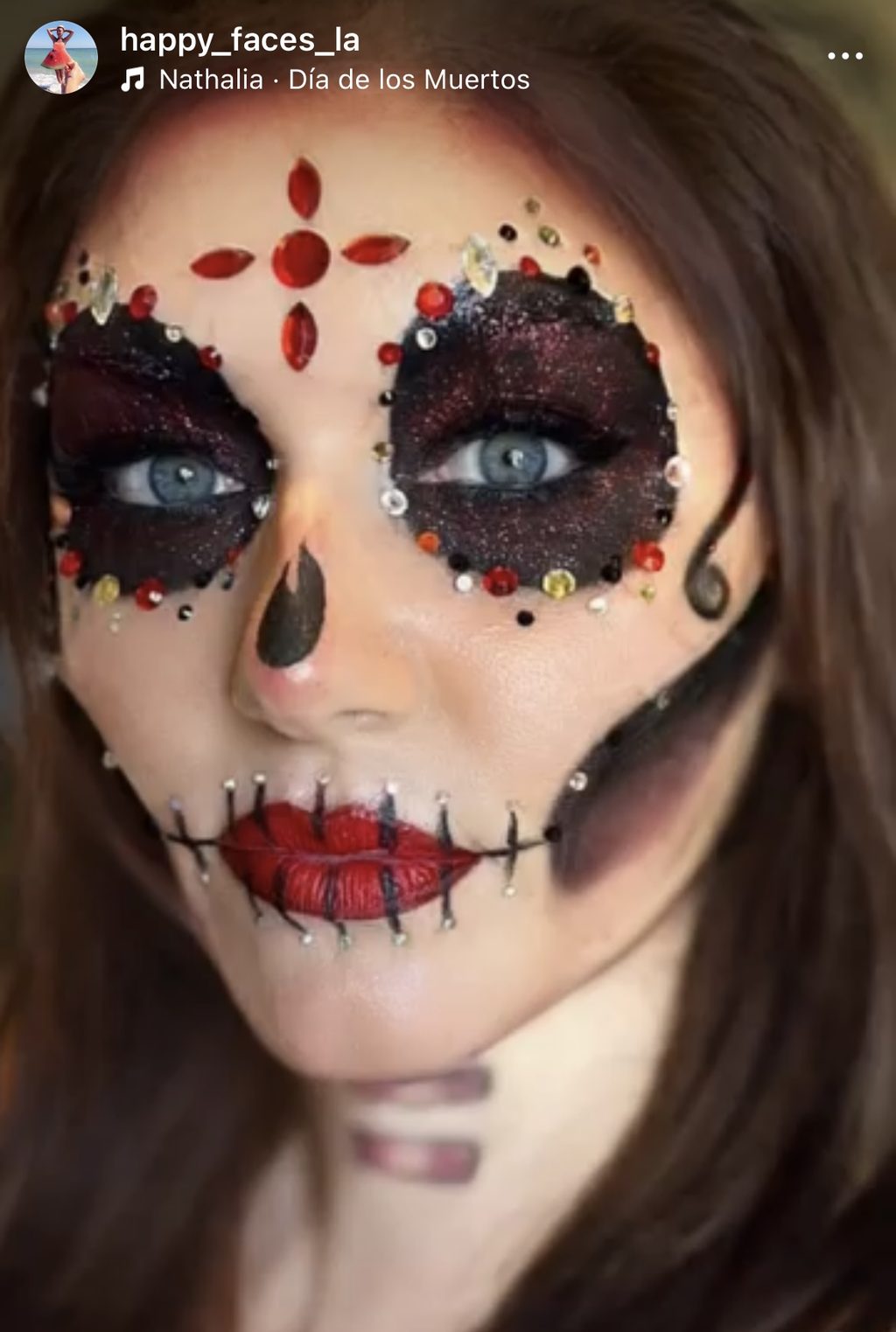 Catrina Dia de los Muertos Dark Glam Full-Face Design by Happy Faces LA.