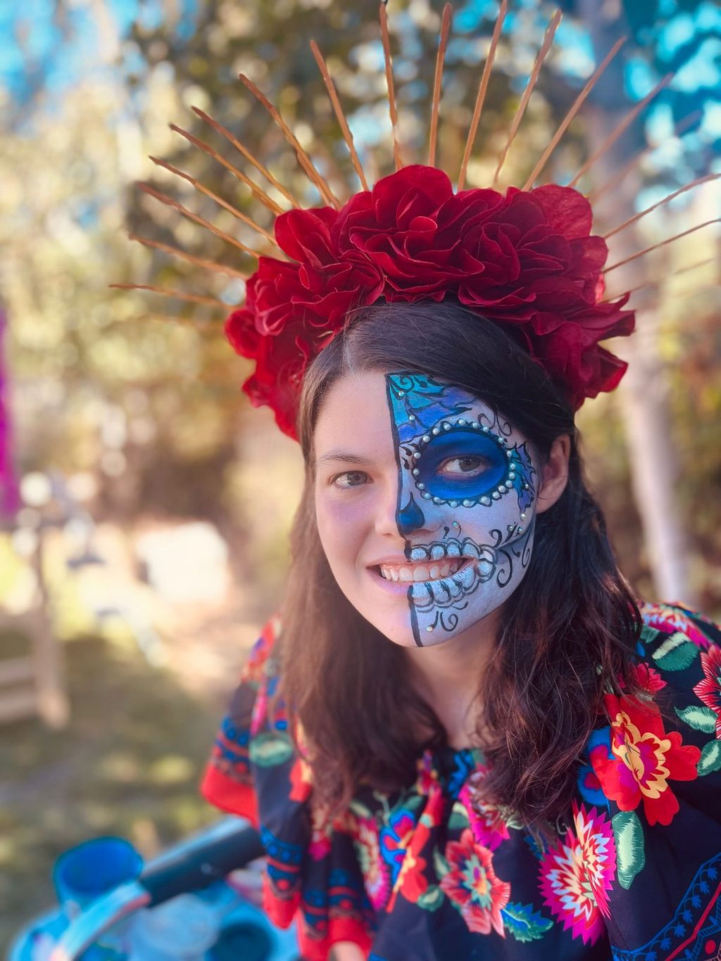 Catrina Dia de los Muertos Half Face Blue by Happy Faces LA.