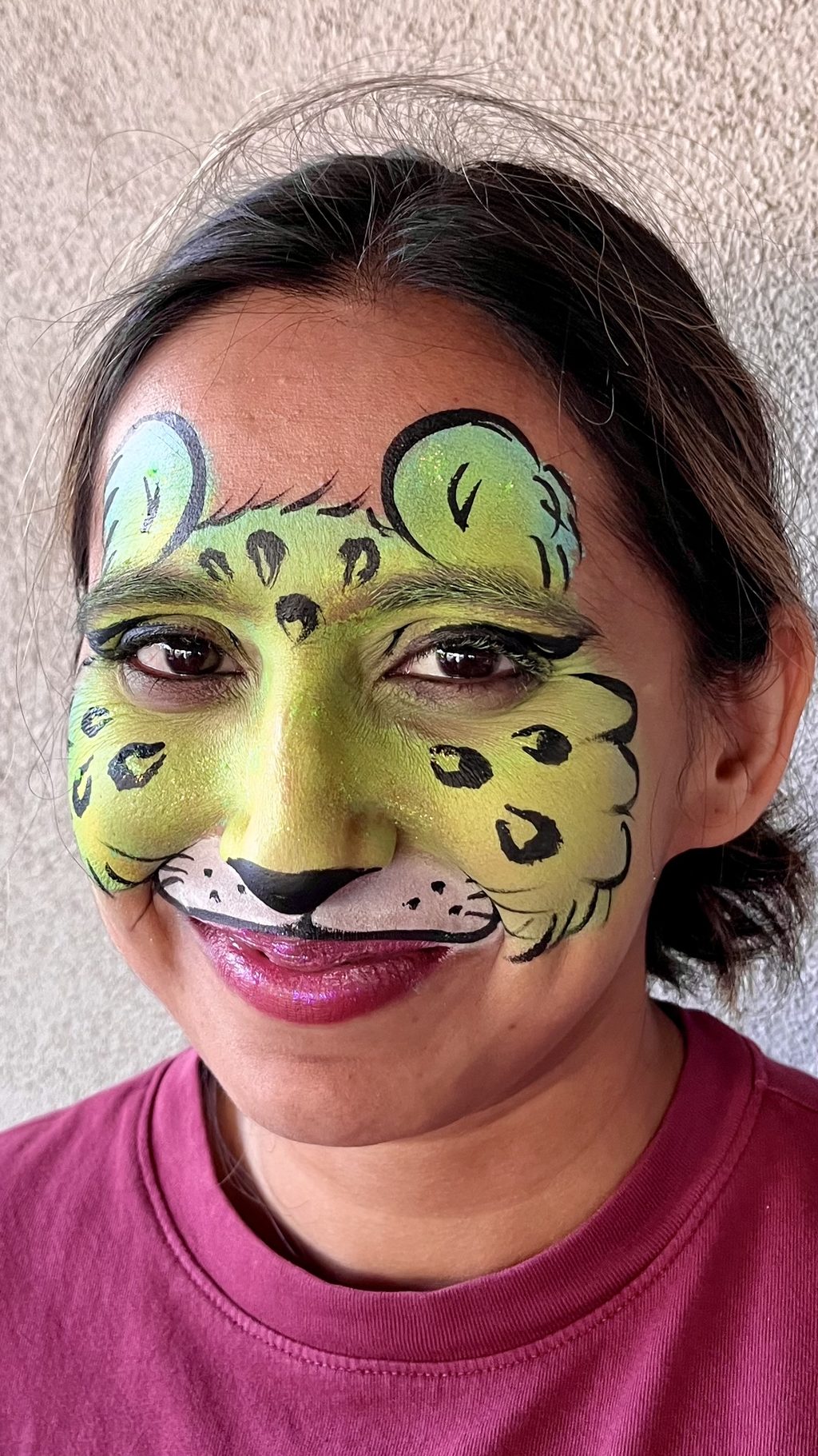 Green Cheetah Half Face by Happy Faces LA.