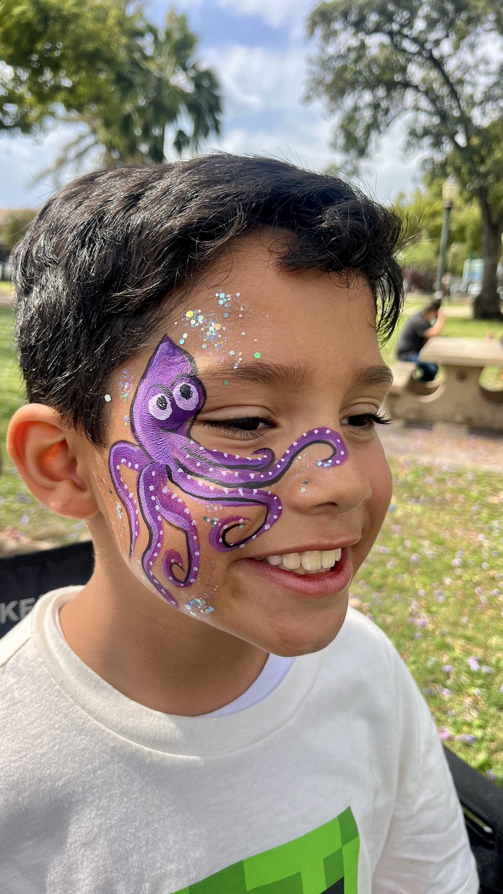 Purple Octopus Cheek Art by Happy Faces LA.