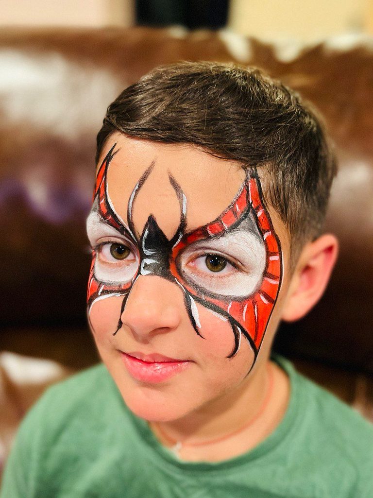 Red Superhero Mask Full-Face Design by Happy Faces LA.