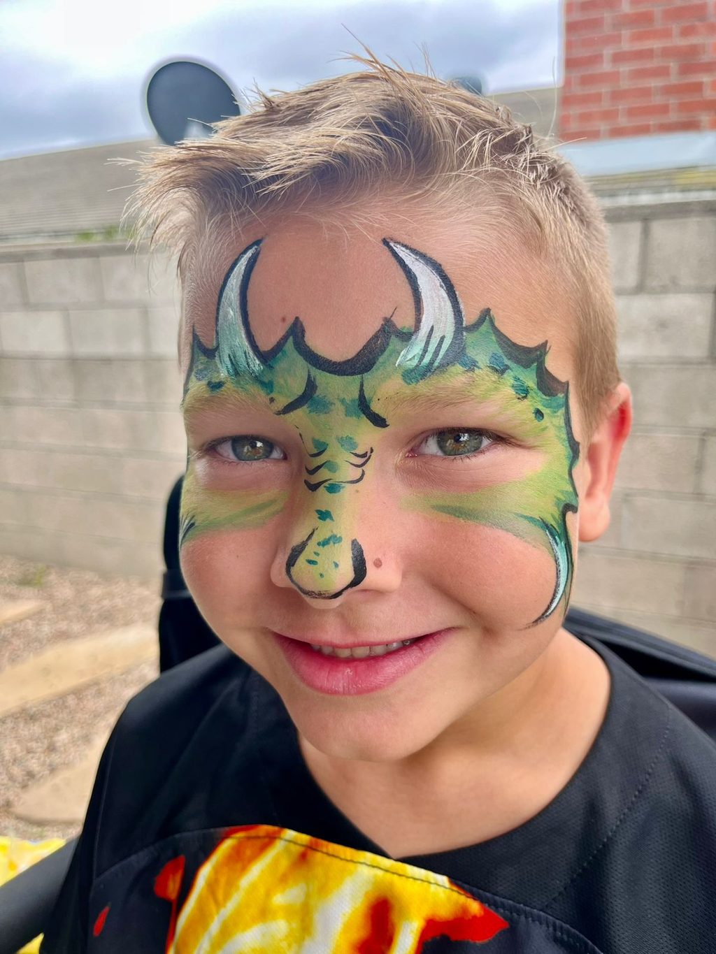 Triceratops Dinosaur Full-Face Design by Happy Faces LA.
