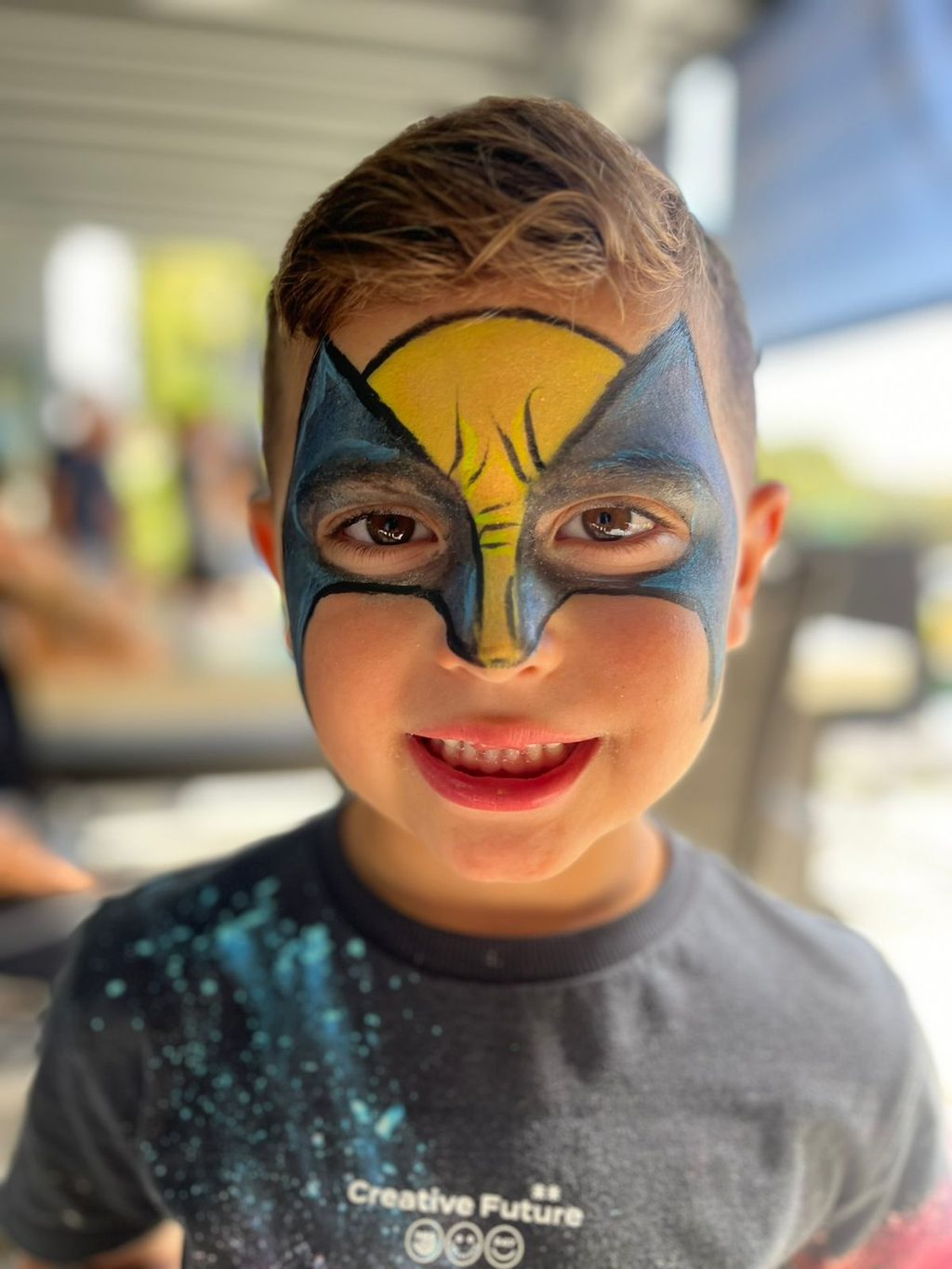 Yellow Superhero Mask Full-Face Design by Happy Faces LA.